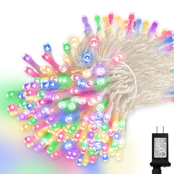 LAMPHOME 99ft 300 LED Pastel Multicolor String Lights, 16 Modes Weatherproof Plug-in Lights for Easter, Holiday & Window Decor