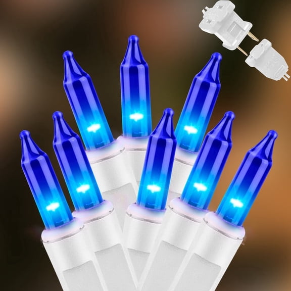 LAMPHOME Blue Christmas String Lights, 100 Mini Bulbs 19.6ft White Wire, ideal for Christmas tree, garland, birthday, wedding and festival indoor decor