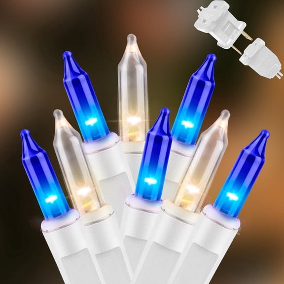 LAMPHOME Blue Clear Christmas String Lights, 100 Mini Bulbs 20FT White Wire, Perfect for Indoor Outdoor Halloween, Xmas Tree, Patio and Holiday Home Decor
