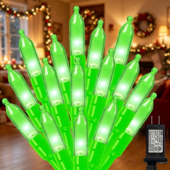 LAMPHOME Christmas Green Mini LED String Lights, 32.5FT 100LED Plug-in Fairy Lights 16 Lighting Modes, Outdoor Holiday Decor for Tree, Garland, Wreath
