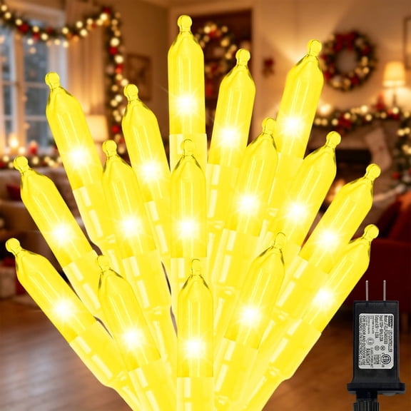 LAMPHOME Christmas Yellow Mini LED String Lights, 32.5FT 100LED Plug-in Fairy Lights 16 Lighting Modes, Outdoor Holiday Decor for Tree, Garland, Wreath