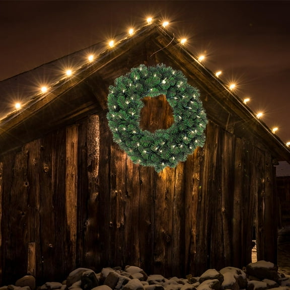 LAMPHOME Colorado Spruce Artificial Christmas Wreath - 510 Tips, 48-Inch with 150 UL Clear Lights for Front Door Wall Fireplace Holiday Christmas Decor