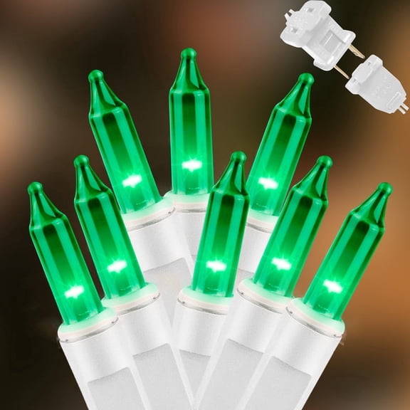 LAMPHOME Green St Patrick's Day String Lights, 100 Mini Bulbs 19.6ft White Wire, for Christmas Tree, Garland, Birthday, Wedding and Festival Indoor Decor