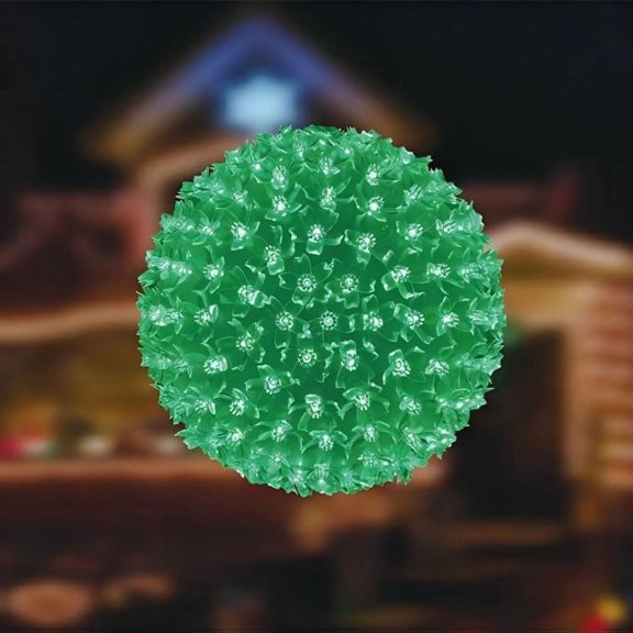 LAMPHOME Green Twinkling 8 Inch Sphere LED Ornament Lights 200LED, 11 Lighting Modes Indoor & Outdoor Holiday Decor