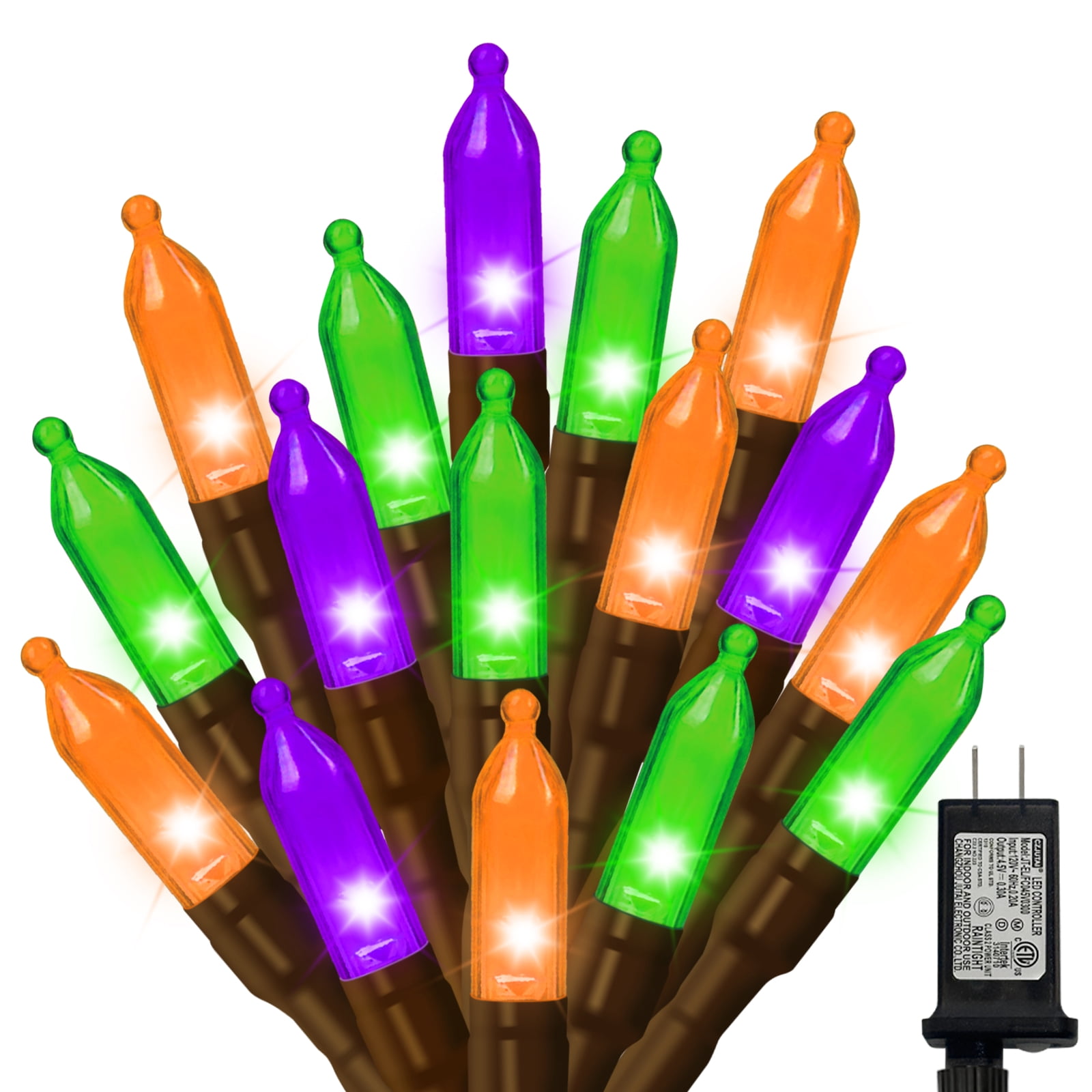 LAMPHOME Orange Purple Green Halloween String Lights Outdoor, 32.5FT ...