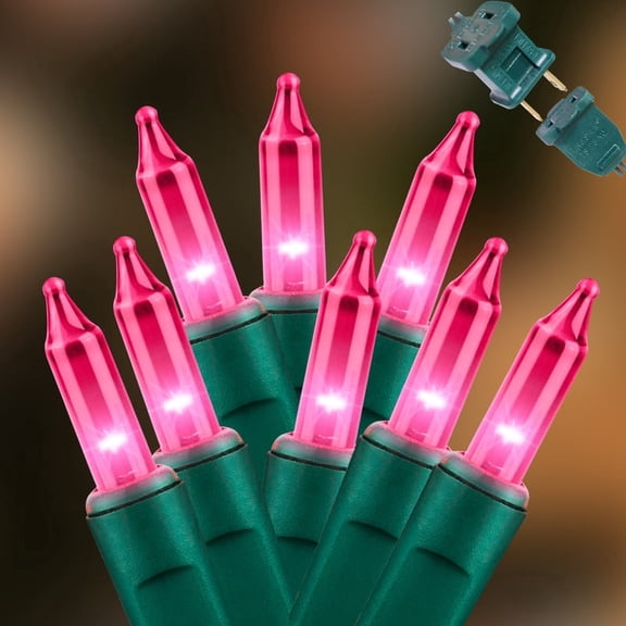 LAMPHOME Pink Valentine & Christmas String Lights, 100 Mini Bulbs 20ft Green Wire, Perfect for Indoor Outdoor Party, Bedroom, Xmas Tree, Garland and Easter Holiday Decor