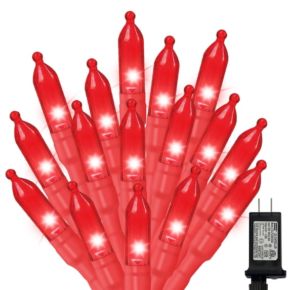 LAMPHOME Red Christmas Mini Lights, 32.5FT 100 LED Valentines String ...