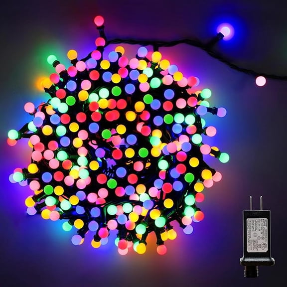LAMPHOME White Frosted Globe String Lights, 49ft 306 LEDs 9mm Mini Ball Lights 11 Modes, Indoor & Outdoor Decor for Xmas Tree, Party, PatioMulticolor