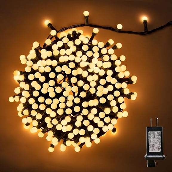 LAMPHOME White Frosted Globe String Lights, 49ft 306 LEDs 9mm Mini Ball Lights 11 Modes, Indoor & Outdoor Decor for Xmas Tree, Party, PatioWarm White