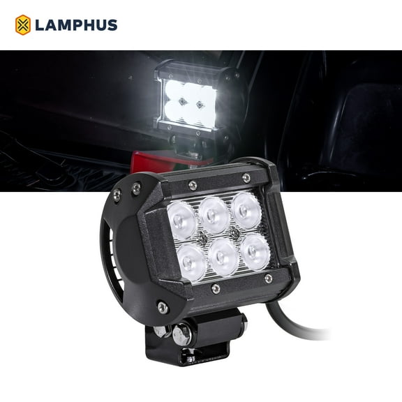 LAMPHUS CRUIZER 4" 18W LED Flood Light 60 Degree Spread Peripheral/Reverse/Work Applications IP67  For Off-Road, Construction, Tow Trucks, Utility Trucks & Marine Use