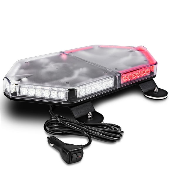 LAMPHUS NanoFlare NFMB56 17" 56W RED White LED Strobe Mini Light Bar [SAE Class 1] [63 Flash Modes] [12ft Cord] [Magnet or Permanent] Flashing Emergency Warning Light Bar for Volunteer Firefighter