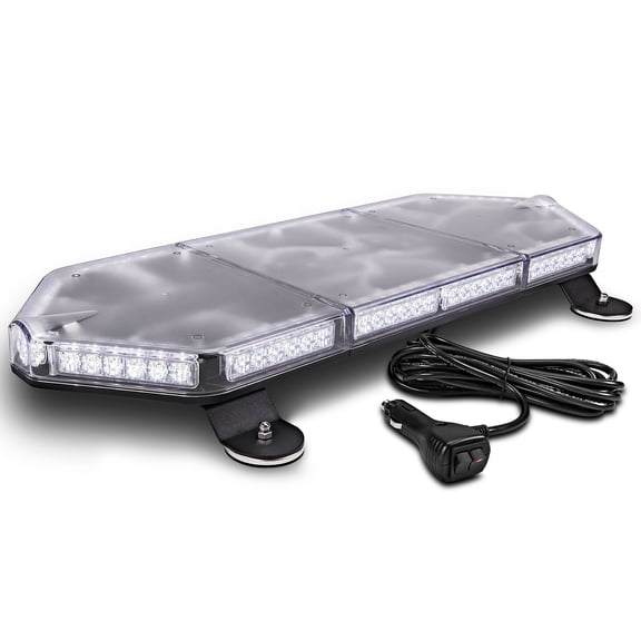 LAMPHUS NanoFlare NFMB80 26" 80W LED Mini Light Bar SAE Class 1 63 Flash Patterns Plug & Play 12ft Cord Magnet/Permanent Mount Emergency Strobe Hazard Warning Light - White