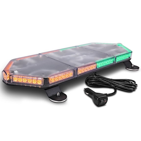 LAMPHUS NanoFlare NFMB80 26" 80W LED Mini Light Bar [SAE Class 1] [63 Flash Patterns] [Plug & Play 12ft Cord] [Magnet/Permanent Mount] Emergency Strobe Hazard Warning Light - Amber Green