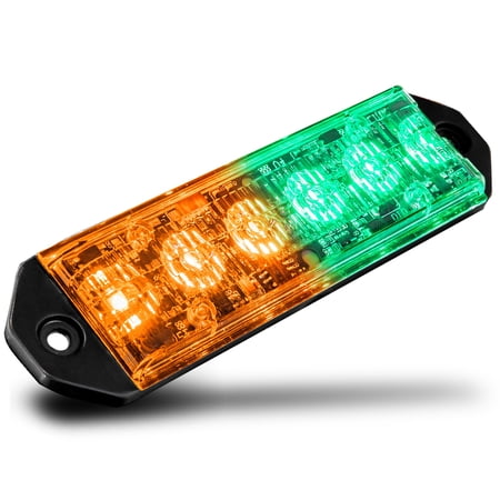 LAMPHUS PlanarFlash PFLH06 Ultra Flat LED light head [SAE Class 1] [72 Paterns] [180° of Coverage] [Fits in Small Places] Warning Lights for Police & Emergency Vehicles - Amber / Green