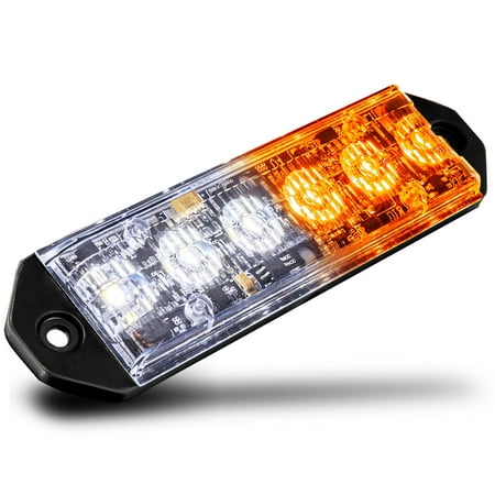 LAMPHUS PlanarFlash PFLH06 Ultra Flat LED light head [SAE Class 1] [72 Paterns] [180° of Coverage] [Fits in Small Places] Warning Lights for Police & Emergency Vehicles - Amber / White