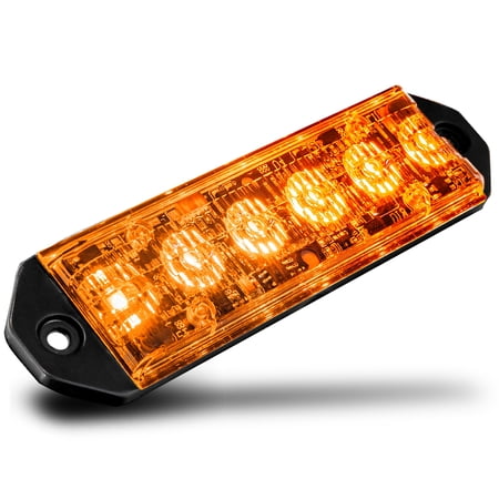 LAMPHUS PlanarFlash PFLH06 Ultra Flat LED light head [SAE Class 1] [72 Paterns] [180° of Coverage] [Fits in Small Places] Warning Lights for Police & Emergency Vehicles - Amber / Amber