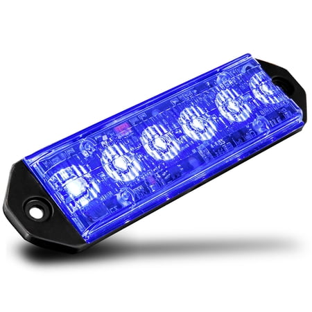 LAMPHUS PlanarFlash PFLH06 Ultra Flat LED light head [SAE Class 1] [72 Paterns] [180° of Coverage] [Fits in Small Places] Warning Lights for Police & Emergency Vehicles - Blue / Blue