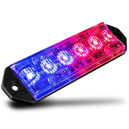 LAMPHUS PlanarFlash PFLH06 Ultra Flat LED light head [SAE Class 1] [72 Paterns] [180° of Coverage] [Fits in Small Places] Warning Lights for Police & Emergency Vehicles - Blue / Red