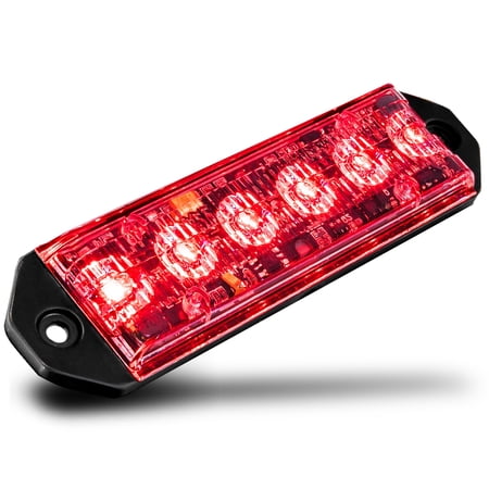 LAMPHUS PlanarFlash PFLH06 Ultra Flat LED light head [SAE Class 1] [72 Paterns] [180° of Coverage] [Fits in Small Places] Warning Lights for Police & Emergency Vehicles - Red / Red