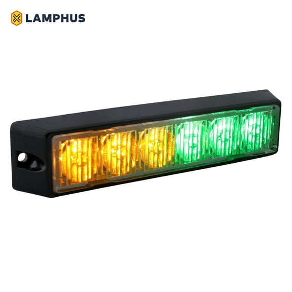 LAMPHUS SolarBlast SBLH06 LED Strobe Grille Flashing Lights 32 Modes 6 Watt TIR Weatherproof Warning Lights for Police & Firefighter Emergency Vehicles - Amber / Green