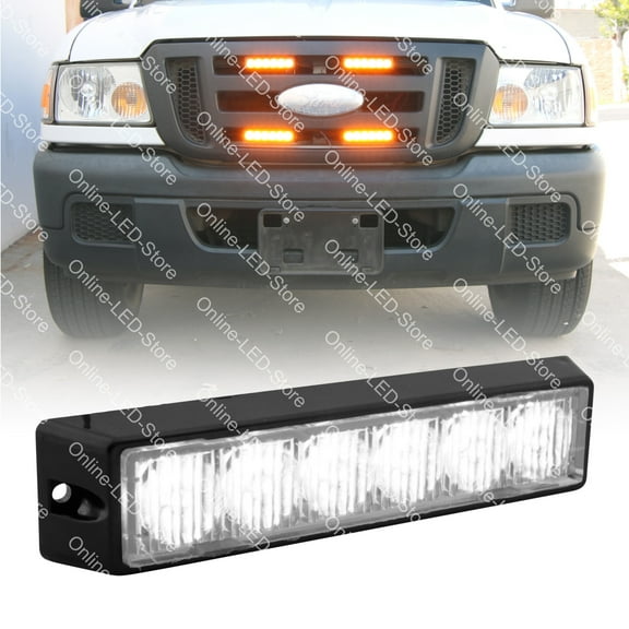 LAMPHUS SolarBlast SBLH06 LED Strobe Grille Flashing Lights 32 Modes 6 Watt TIR Weatherproof Warning Lights for Police & Firefighter Emergency Vehicles - White / White