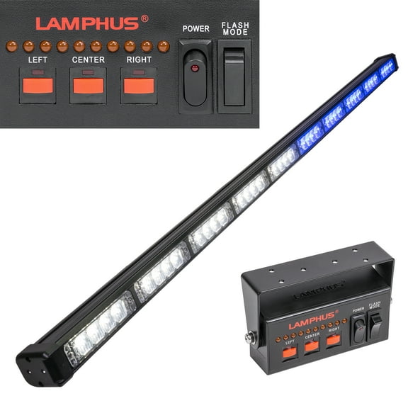 LAMPHUS SolarBlast SBLS104 47" 40W LED Volunteer Firefighter POV Traffic Advisor Light Bar - BLUE WHITE