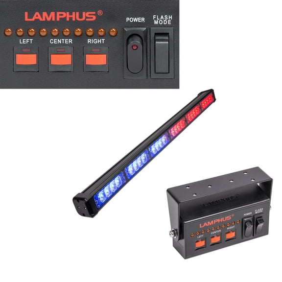 LAMPHUS SolarBlast SBLS64 29" 24W LED Police Vehicle Warning Traffic Advisor Light Bar - BLUE RED