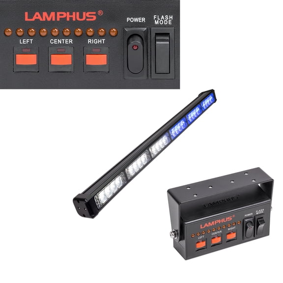 LAMPHUS SolarBlast SBLS64 29" 24W LED Volunteer Firefighter POV Traffic Advisor Light Bar - BLUE WHITE