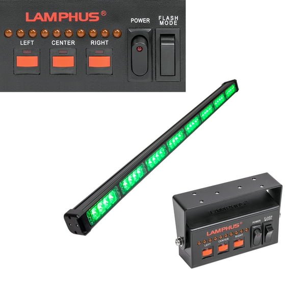 LAMPHUS SolarBlast SBLS84 38" 32W LED Emergency Strobe Warning Traffic Advisor Light Bar - GREEN