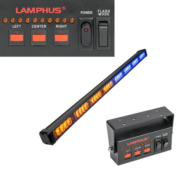 LAMPHUS SolarBlast SBLS84 38" 32W LED Emergency Warning Traffic Advisor Light Bar - AMBER BLUE