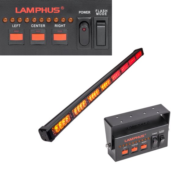 LAMPHUS SolarBlast SBLS84 38" 32W LED Road Side Construction Traffic Advisor Light Bar - AMBER RED