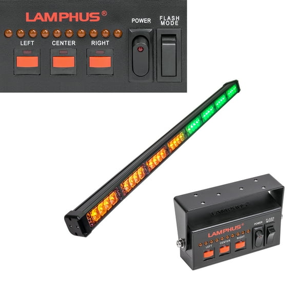 LAMPHUS SolarBlast SBLS84 38" 32W LED Strobe Warning Traffic Advisor Light Bar - AMBER GREEN