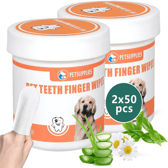 Dog Ear Wipes Finger 100 Count Dog Ear Cleaner Wipes for Dog & Cat - Ear Cleaning & Soothing