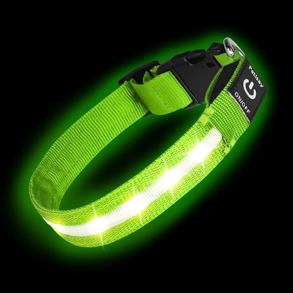 LAMSTOM LED Dog Collar, Light Up Dog Collar Lights USB Rechargeable, Adjustable Comfortable Soft Mesh Safety Collar for Small, Medium, Large Dogs(Medium, Neon Green)
