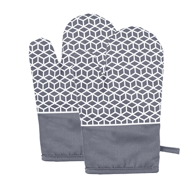 LAMSTOM Ribbed Soft Silicone Oven Mitt Set, 11.8"x7.28", gray 2 Count