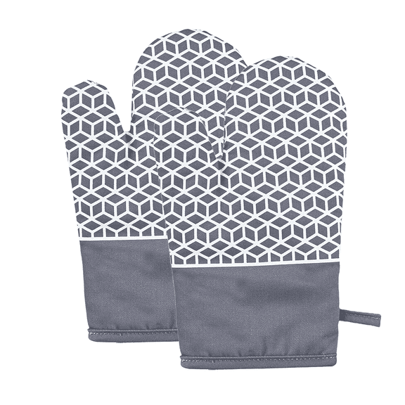 LAMSTOM Ribbed Soft Silicone Oven Mitt Set, 11.8"x7.28", gray 2 Count