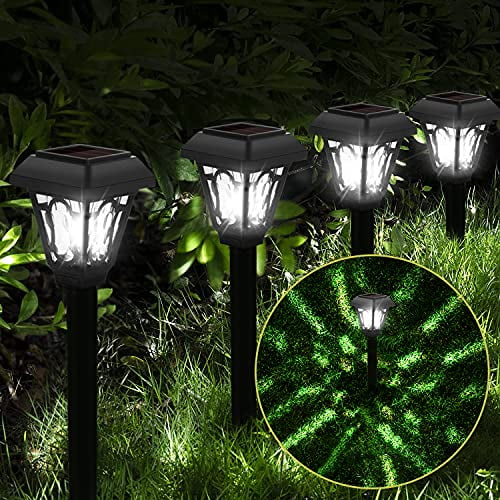 LAMTREE 8 Pack Solar Garden Lights Outdoor Yard Pathway Lights, Super Bright Sun Powered LED Lawn Landscape Lights for Patio, Path, Yard, Driveway, Walkway (Cool White)