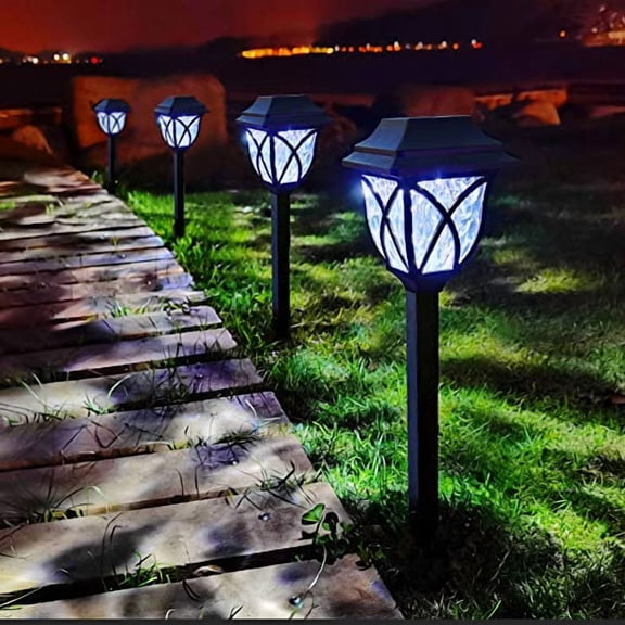LAMTREE Solar Lights Outdoor Garden (Classic), 8 Packs LED Solar Landscape Path Lights Ground Stake Lights for Lawn Patio Yard Pathway Walkway Driveway Sideway (Cool White)