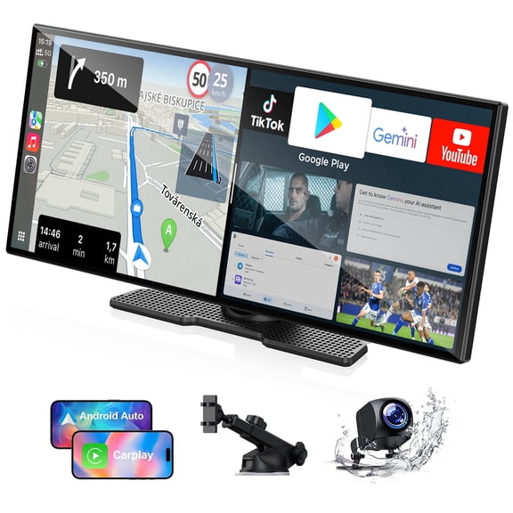 LAMTTO 11" Smart Car Play with Google Play & GPS Navigation, Android 15 8-Core, Wireless CarPlay Android Auto, Gemini AI, 1080P DVR