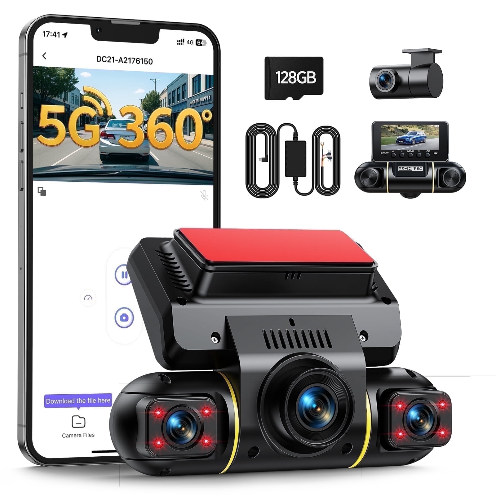 BOTSLAB 3K 4 Channel Dash Cam, 3K/4K Front And 1080p*3 Car Camera Left Right Inside, 560° Dash Cam For Car, Built-in 5.8GHz WiFi And GPS, Voice - View #6