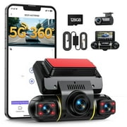 TOGUARD 360 Degree View 4 Channel Dash Cam Front and Rear Inside 5G WiFi Dash Camera for Cars APP Control IR Night Vision Parking Monitor Emergency Recording 128G SD Card Included