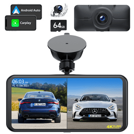 LAMTTO Wireless Apple Carplay Car Stereo with Front 2K Dash Cam