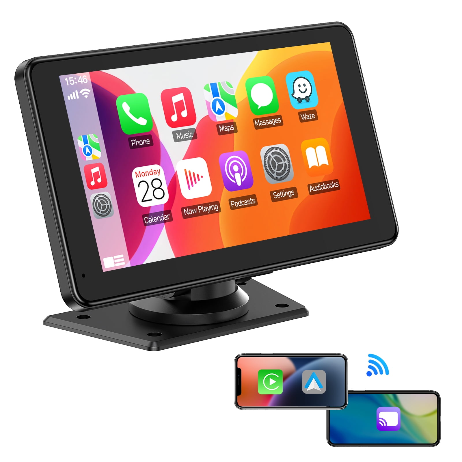 LAMTTO 7" Touchscreen Car Stereo for Wireless Apple Carplay and Android