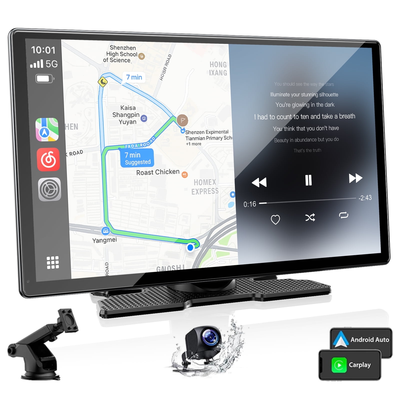 TOGUARD 9" Wireless Apple Carplay and Android Auto with 1080P Backup Camera, Carplay Screen for Car Supports online video, Car Stereo Receiver with Bluetooth,AUX,FM, GPS Navigation