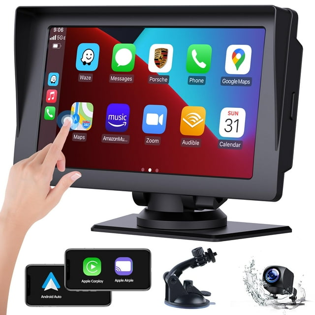 LAMTTO Portable 7 Inch Portable Wireless Car Stereo with Apple Carplay