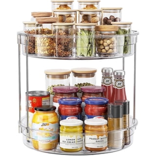 ROSSNY 12inch 2-Tier Lazy Susan Turntable Organizer Rotating Spice Rack for Kitchen, Pantry, Countertop, Bathroom, Medicine Cabinet Organizer, 2.4'' Shelf Depth, Clear