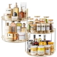 thumbnail image 1 of ROSSNY 2 Pack 2 Tier Lazy Susan Turntable Organizer 10.6'' Rotating Spice Rack Organization for Cabinet, Kitchen, Pantry, Countertop, Bathroom, Vanity, Medicine Cabinet Organizer, Amber, 1 of 7