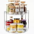 thumbnail image 1 of LazySpin 2 Tier Lazy Susan Turntable Cabinet Organizer, Rotating Kitchen Spice Organizer, Storage Rack for Kitchen, Fridge and Bathroom, Makeup Holder Cosmetic Storage and Organizer Clear, 1 of 8