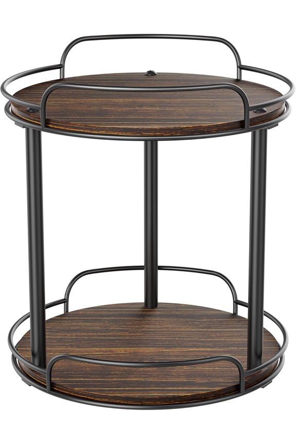 9'' Wood Lazy Susan Turntable Organizer for Cabinet, 2 Tier Lazy Susan Spice Rack Organizer for Kitchen, Table Top, Countertop, Pantry, Medicine Organizer