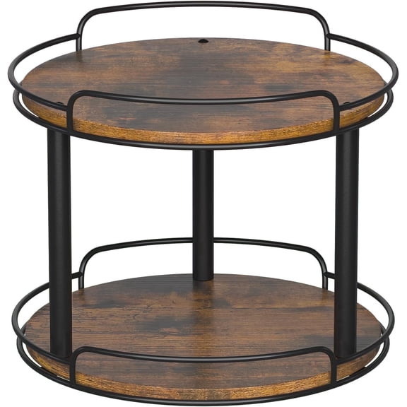 LAMU 12.2'' Wood Lazy Susan Turntable Organizer for Cabinet, 2 Tier Lazy Susan Spice Rack Organizer for Kitchen, Table Top, Countertop, Pantry, Bathroom